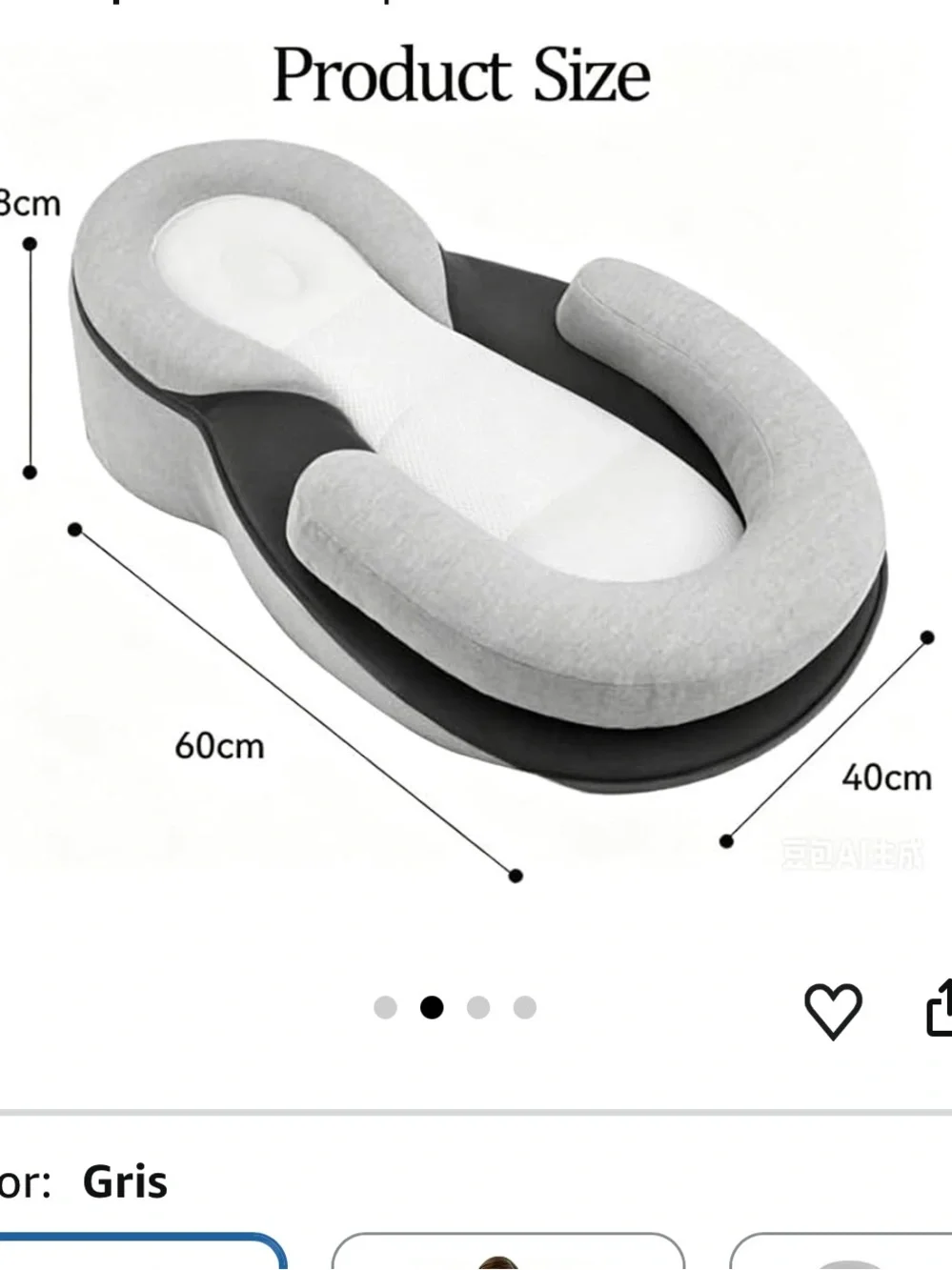 Gray Infant Support Pillow Lounger - Cozy Nesting Cushion